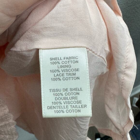 Rebecca Taylor Dress Women's Size 2 Pink Embroidered Cotton Gauze Tie Front - Picture 5 of 5